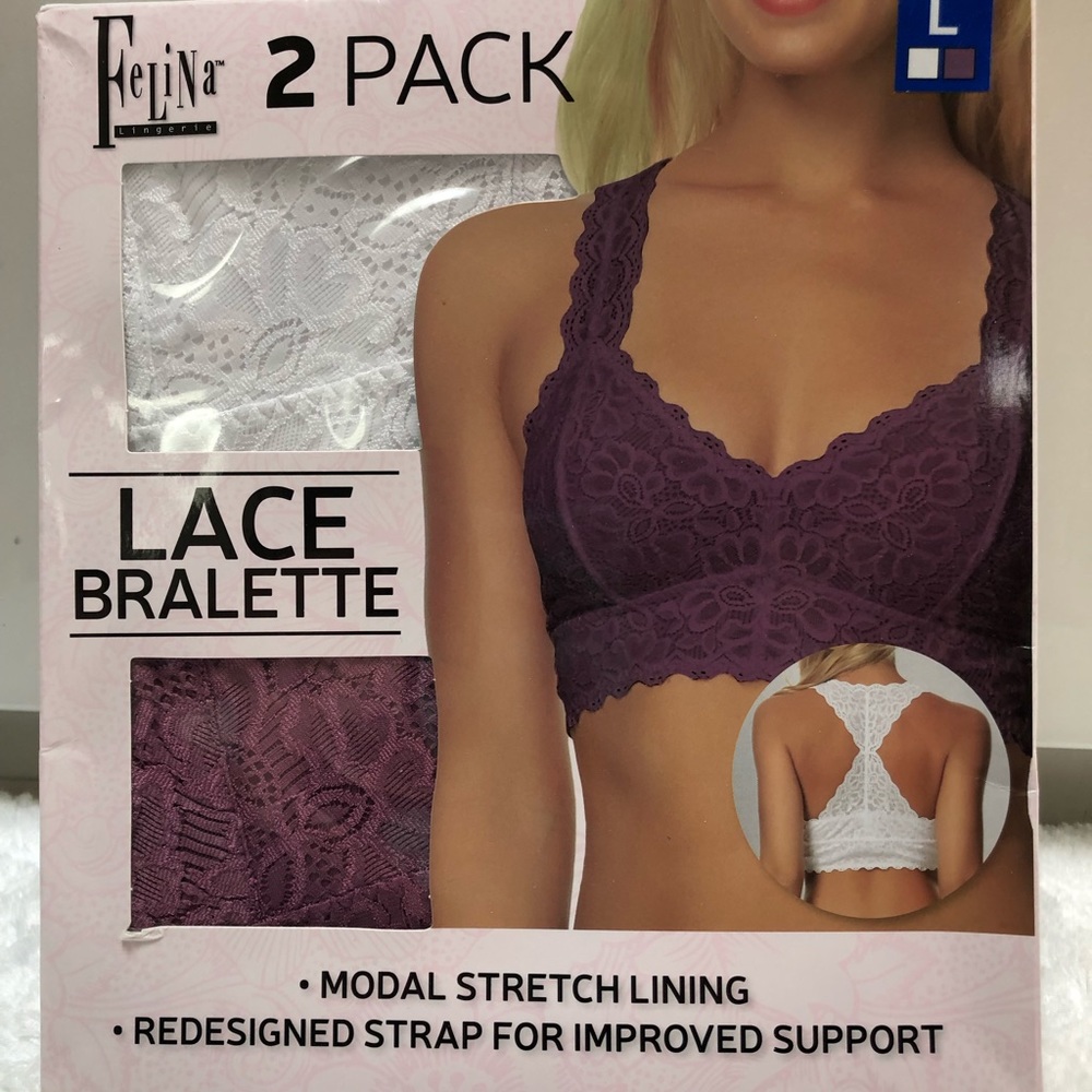 Felina Bralettes (2 pack) White/Purple